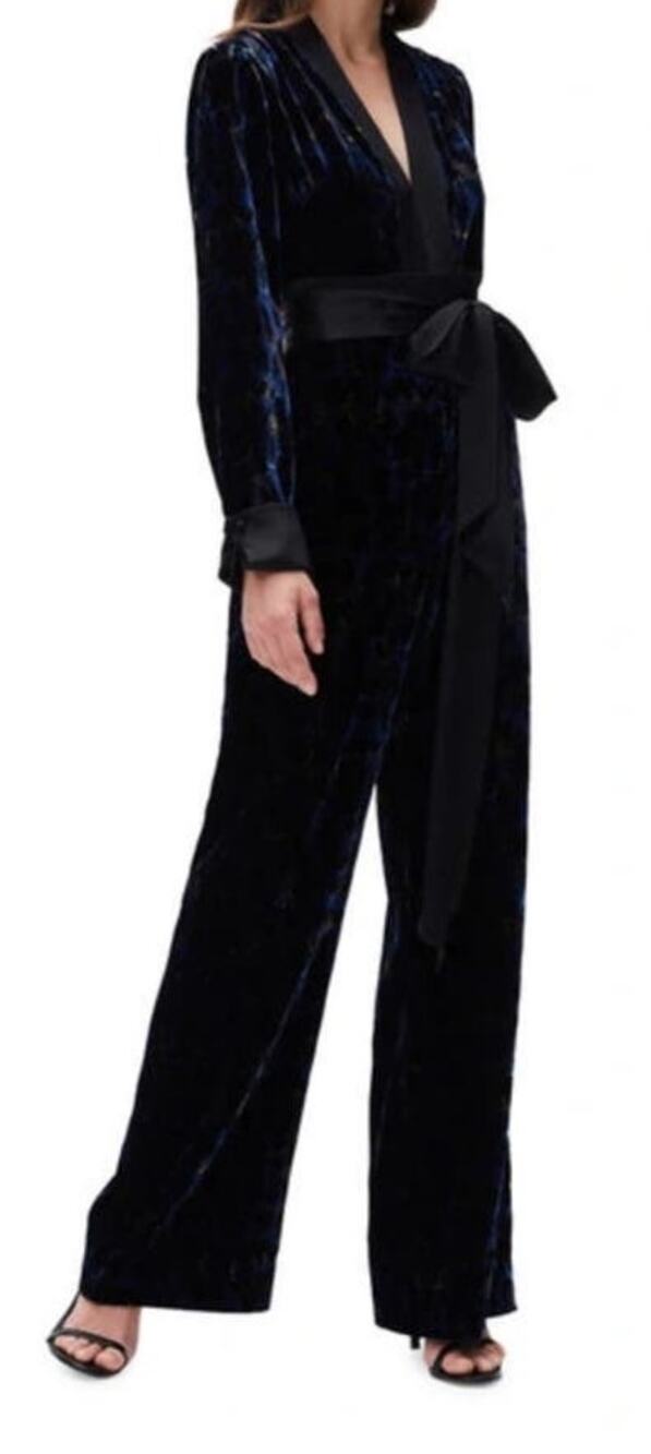 Diane Von Furstenberg Jumpsuit Vegas velvet leopard size 4 DEFECT
